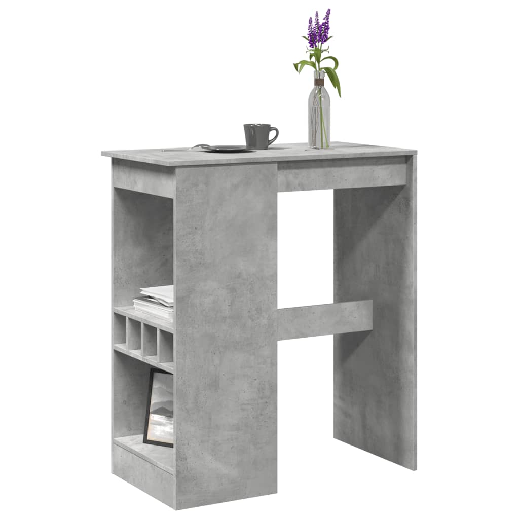 vidaXL Bar Table with Racks Concrete Grey 90x47.5x103.5 cm Engineered Wood