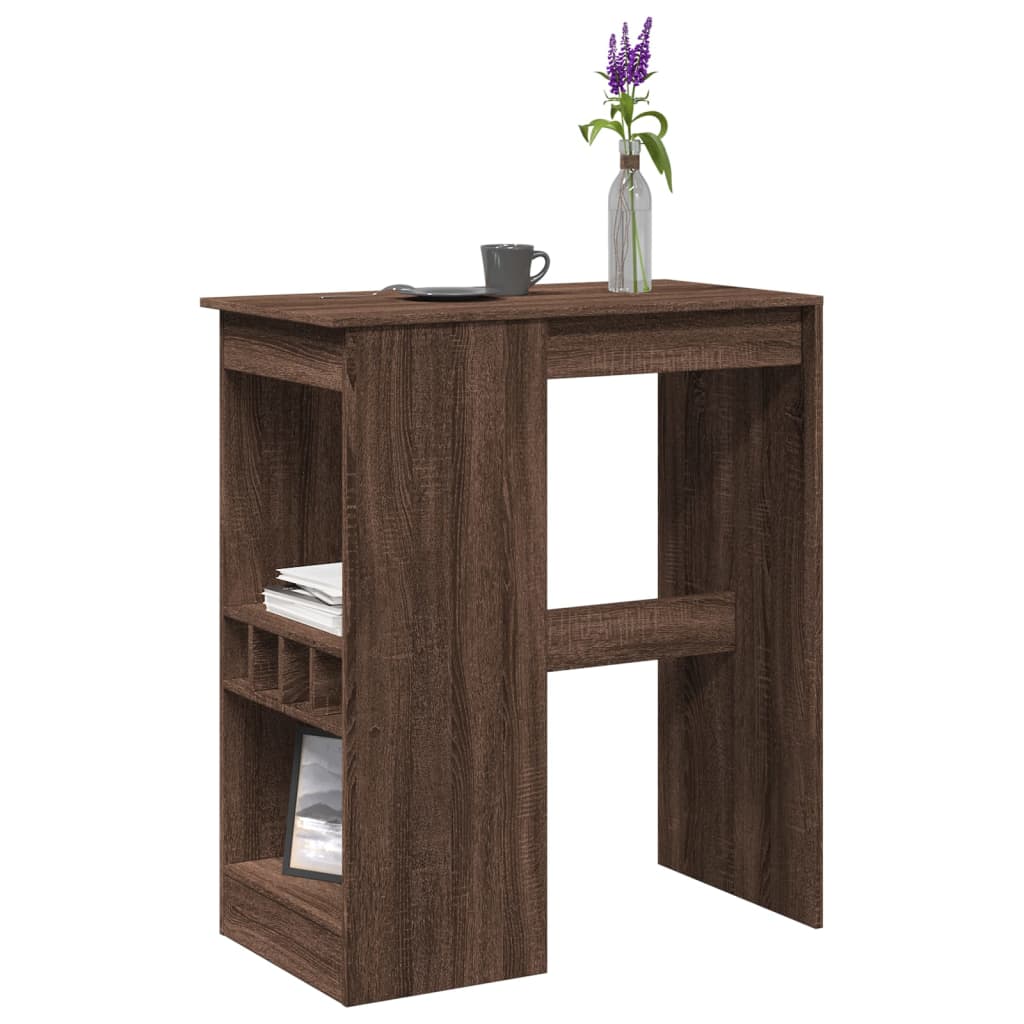 vidaXL Bar Table with Racks Brown Oak 90x47.5x103.5 cm Engineered Wood