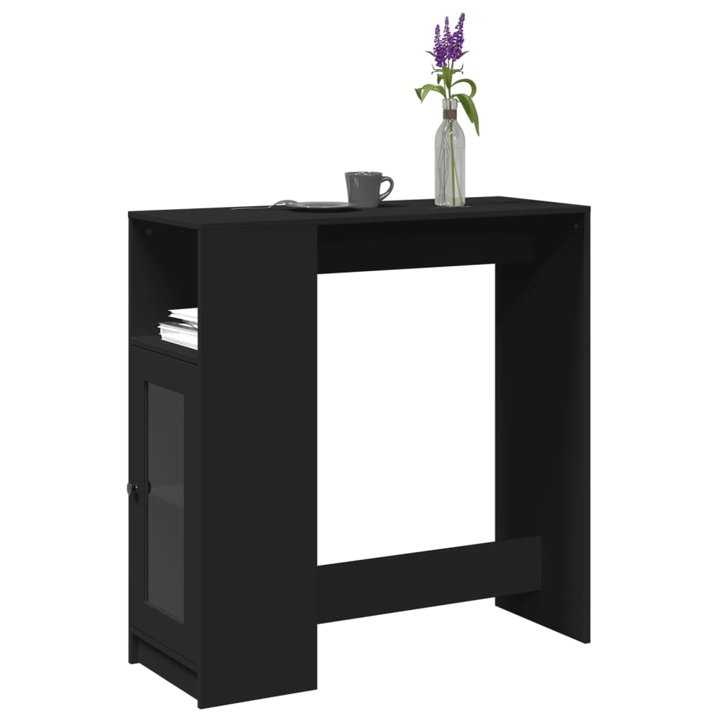 vidaXL Bar Table with Racks Black 101x40x103.5 cm Engineered Wood