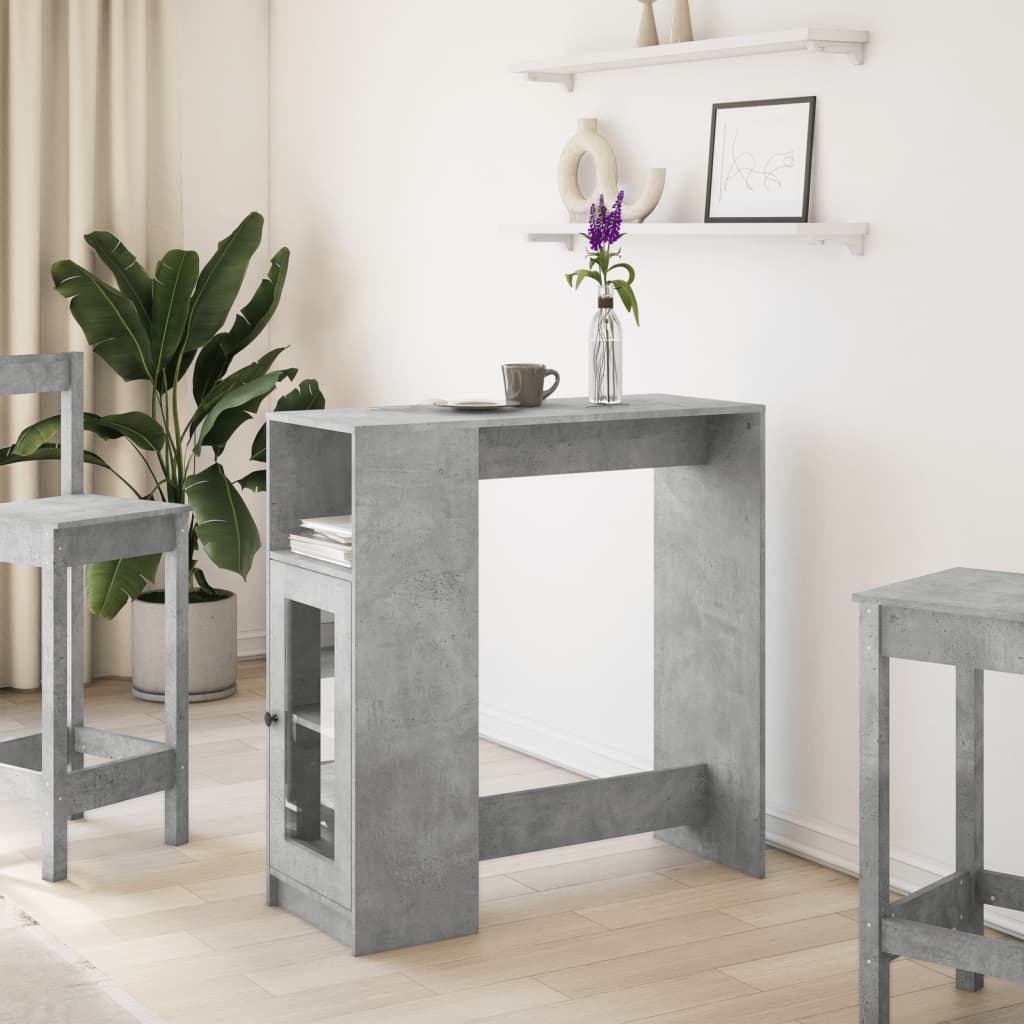 vidaXL Bar Table with Racks Concrete Grey 101x40x103.5 cm Engineered Wood