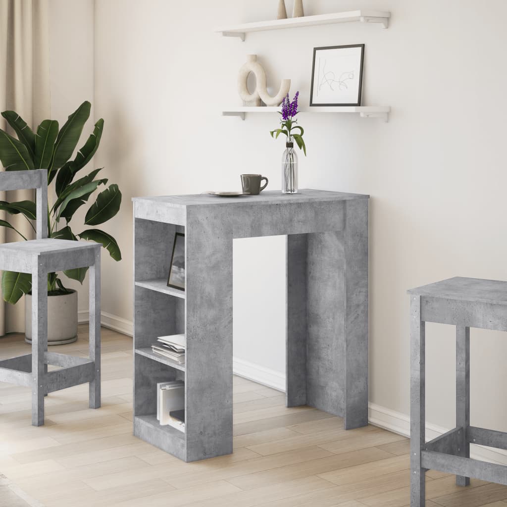 vidaXL Bar Table with Racks Concrete Grey 95x47x103.5 cm Engineered Wood