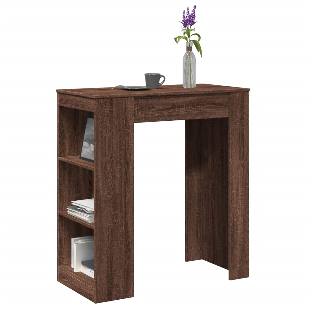 vidaXL Bar Table with Racks Brown Oak 95x47x103.5 cm Engineered Wood