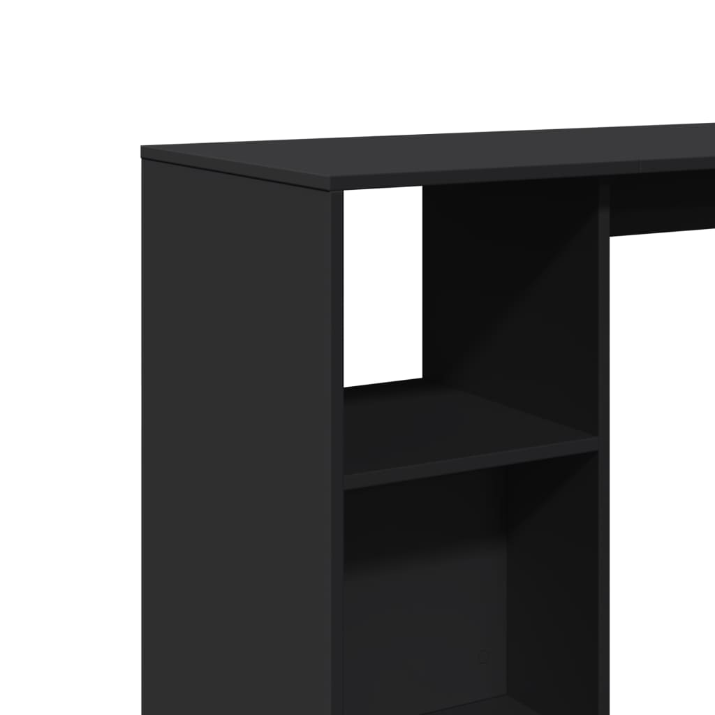 vidaXL Bar Table with Shelf Black 124x46x103.5 cm Engineered Wood