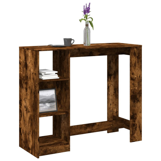 vidaXL Bar Table with Shelf Smoked Oak 124x46x103.5 cm Engineered Wood