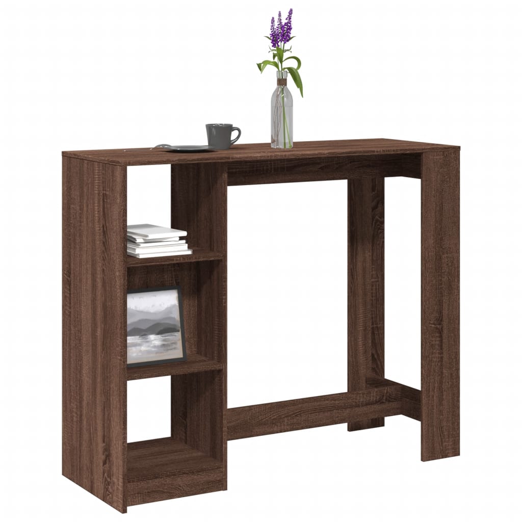 vidaXL Bar Table with Shelf Brown Oak 124x46x103.5 cm Engineered Wood