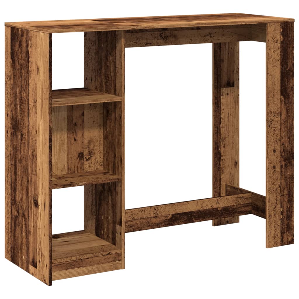 vidaXL Bar Table with Shelf Old Wood 124x46x103.5 cm Engineered Wood