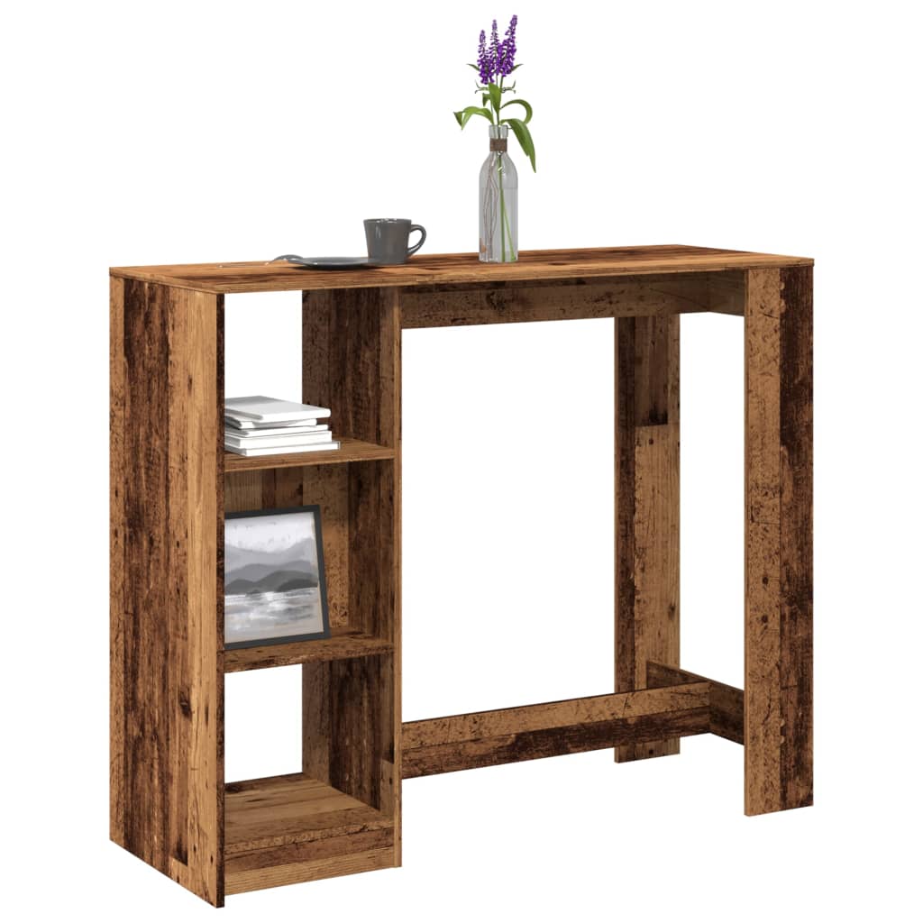 vidaXL Bar Table with Shelf Old Wood 124x46x103.5 cm Engineered Wood