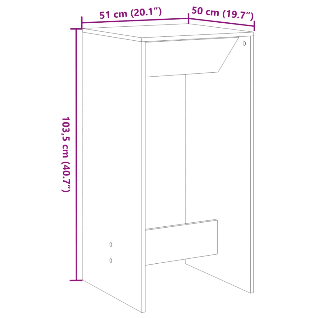 vidaXL Bar Table White 51x50x103.5 cm Engineered Wood