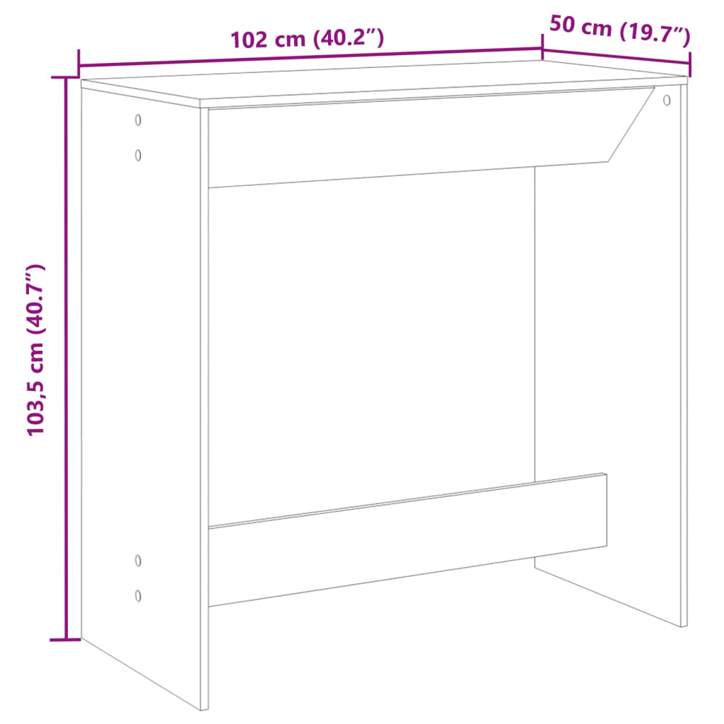 Bar Table White 102x50x103,5 cm Engineered Wood