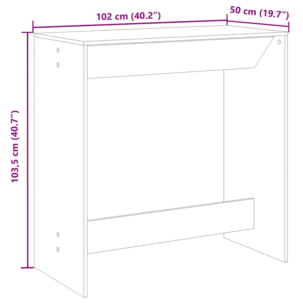 Bar Table Grey Sonoma 102x50x103.5 cm Engineered Wood