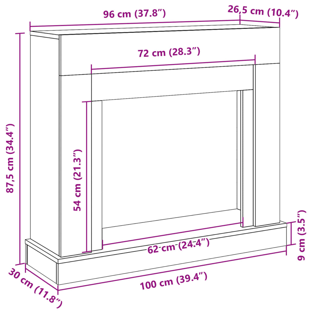 Fireplace Surround White 100x30x87,5 cm Engineered Wood