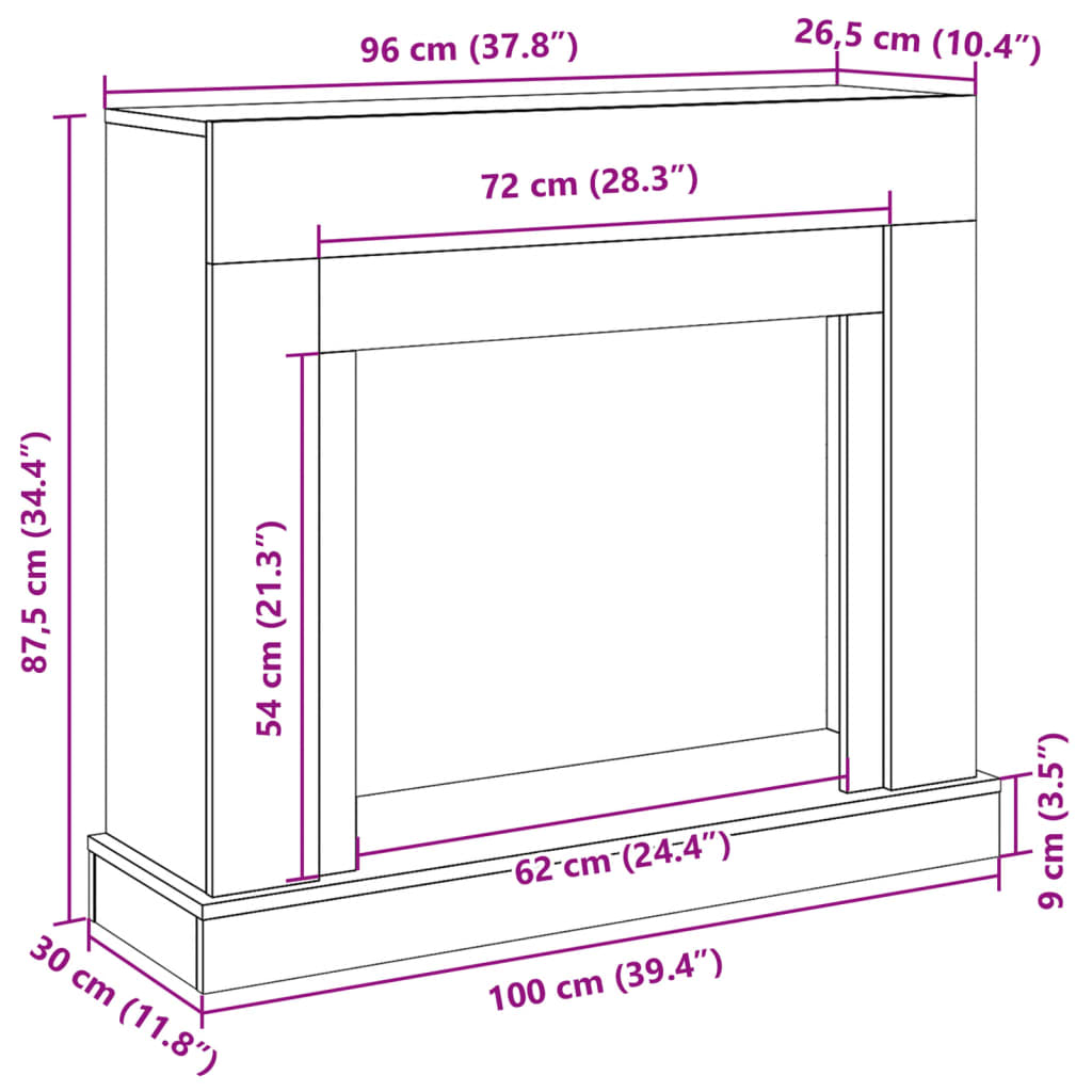 Fireplace Surround Smoked Oak 100x30x87,5 cm Engineered Wood