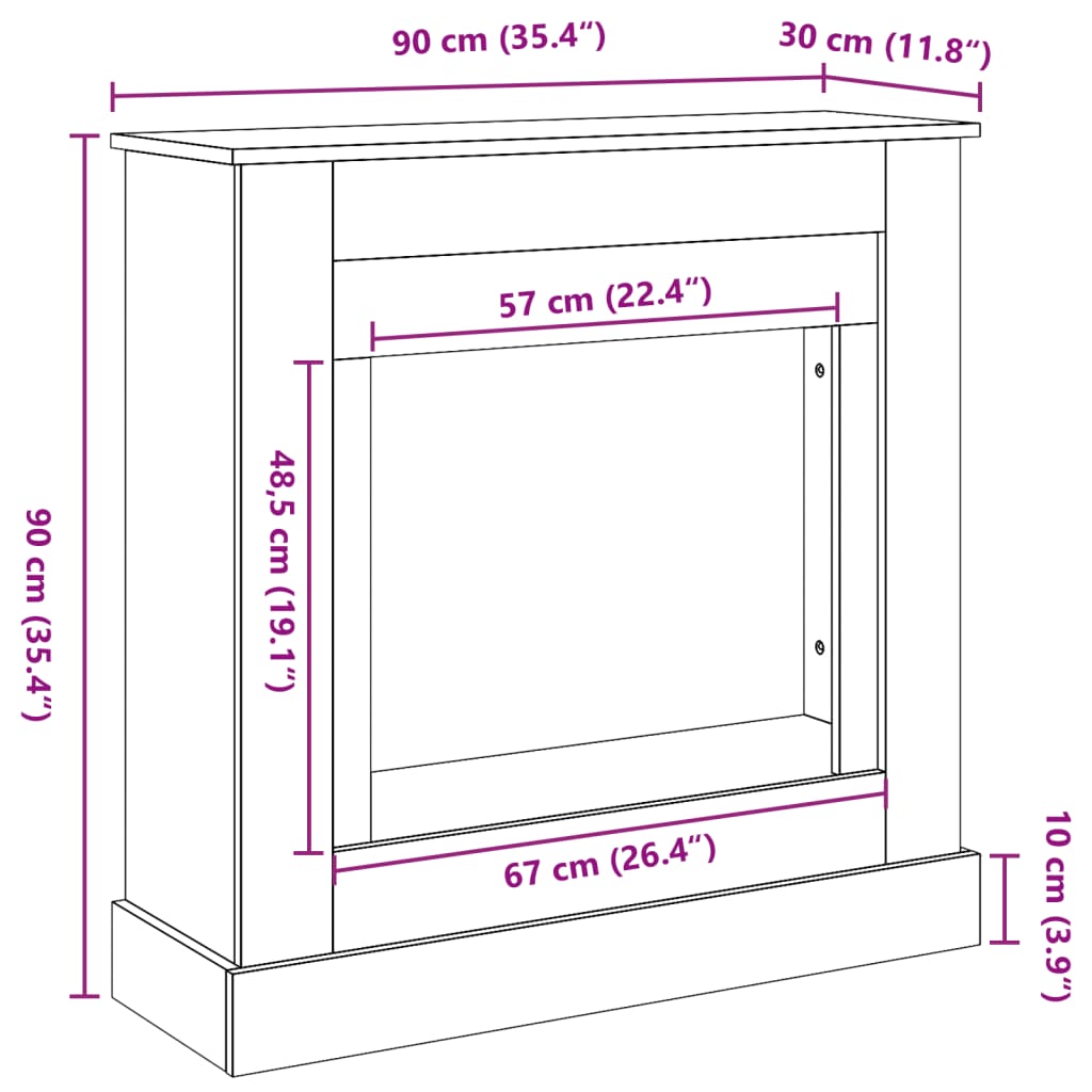 Fireplace Surround Sonoma Oak 90x30x90 cm Engineered Wood