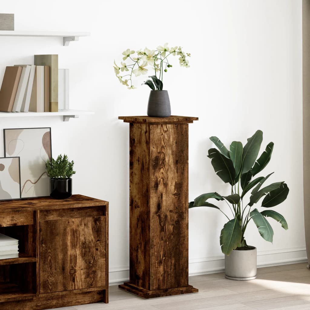 Display Stand with Storage Smoked Oak 31x30x90 cm Engineered Wood