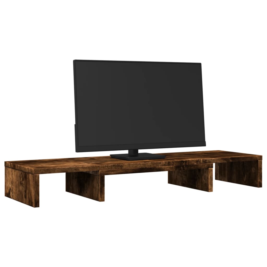 vidaXL Monitor Stand Riser Adjustable Smoked Oak 80x24x10.5 cm Engineered Wood