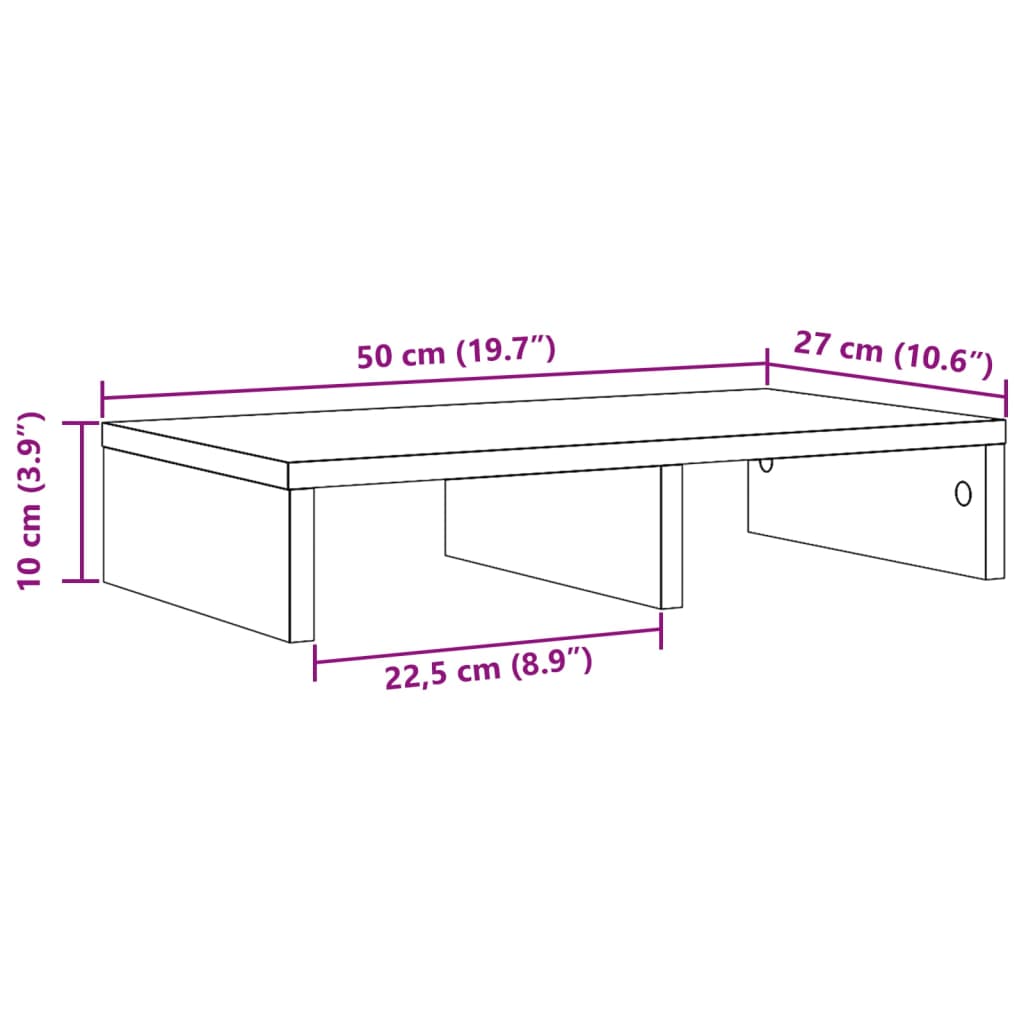 vidaXL Monitor Stand Black 50x27x10 cm Engineered Wood