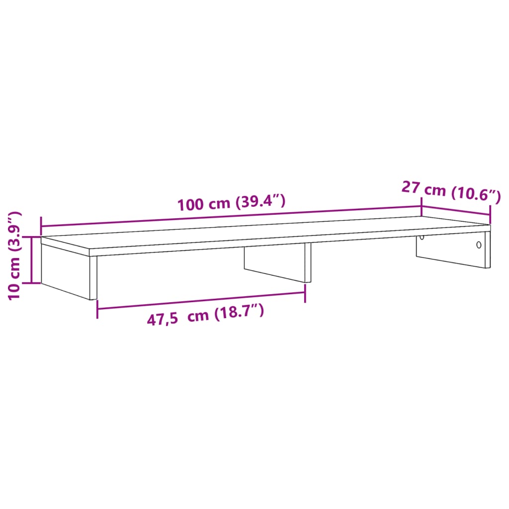 vidaXL Monitor Stand White 100x27x10 cm Engineered Wood