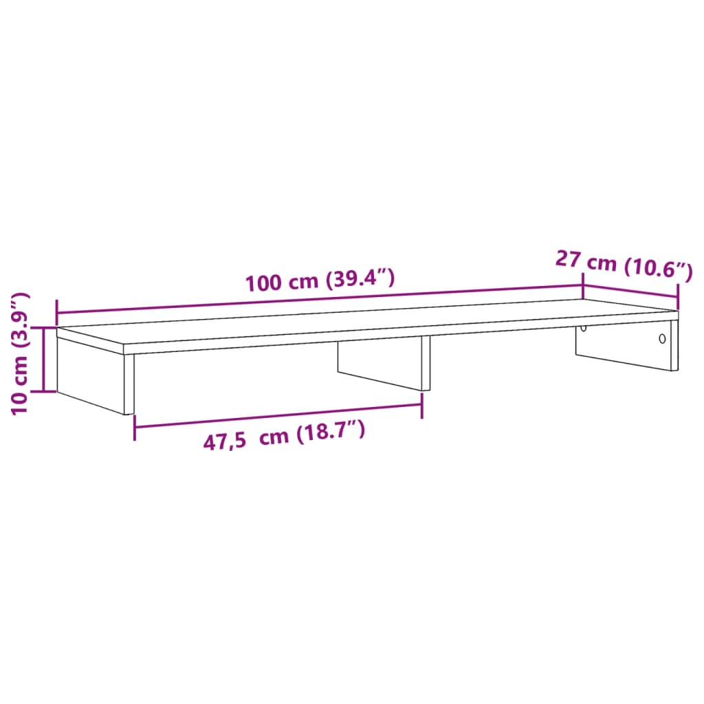 vidaXL Monitor Stand Black 100x27x10 cm Engineered Wood