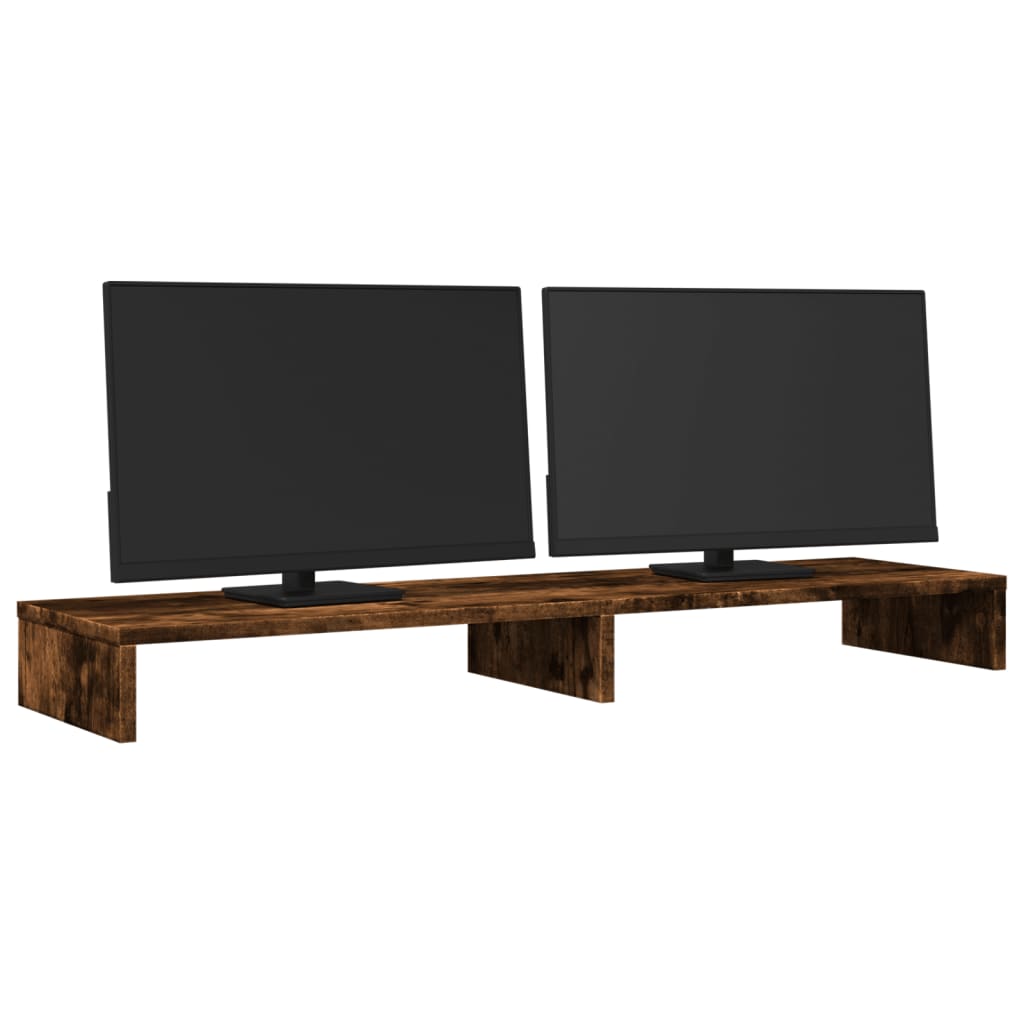 vidaXL Monitor Stand Smoked Oak 100x27x10 cm Engineered Wood