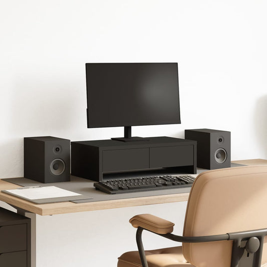 Monitor Stand with Drawers Black 50x27x15 cm Engineered Wood