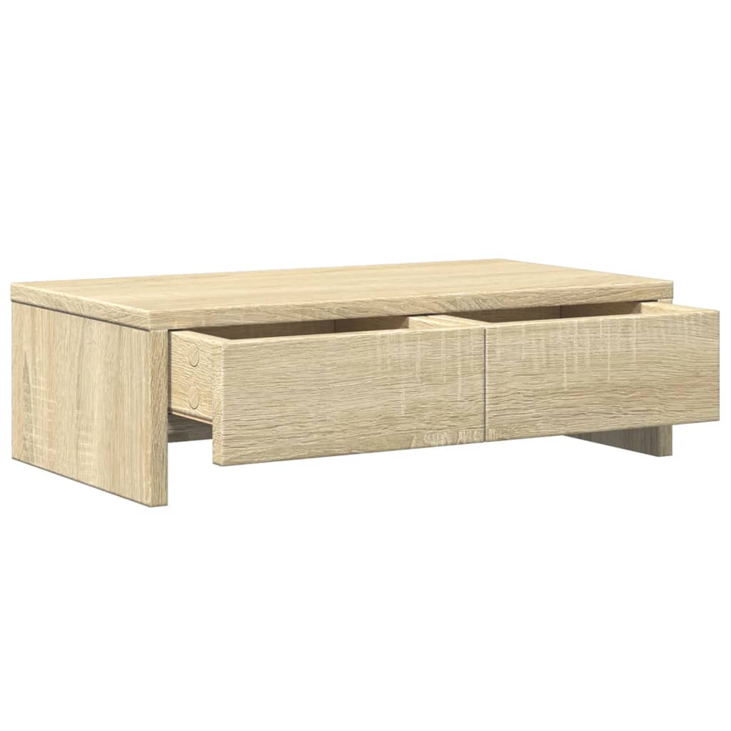 vidaXL Monitor Stand with Drawers Sonoma Oak 50x27x15 cm Engineered Wood