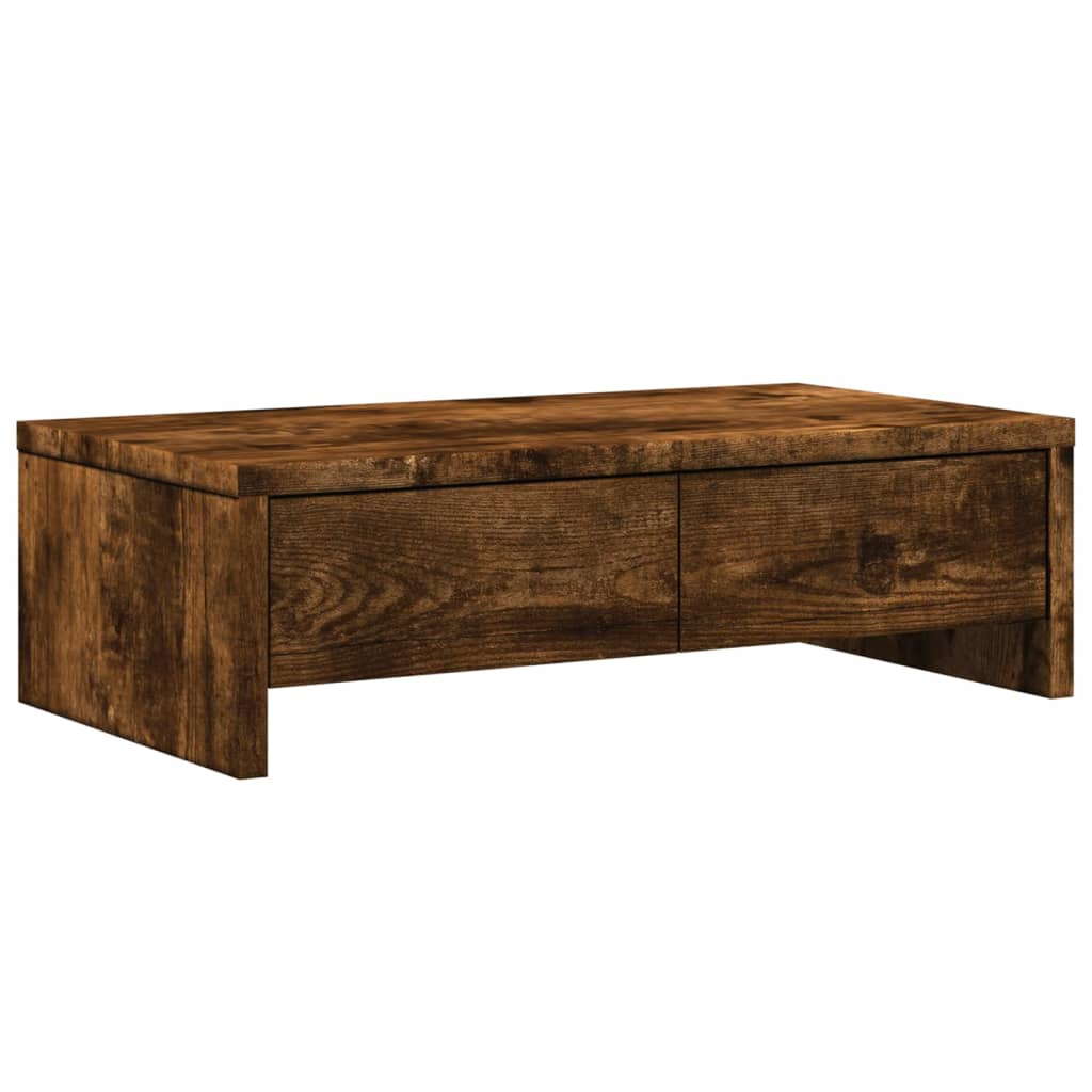 vidaXL Monitor Stand with Drawers Smoked Oak 50x27x15 cm Engineered Wood