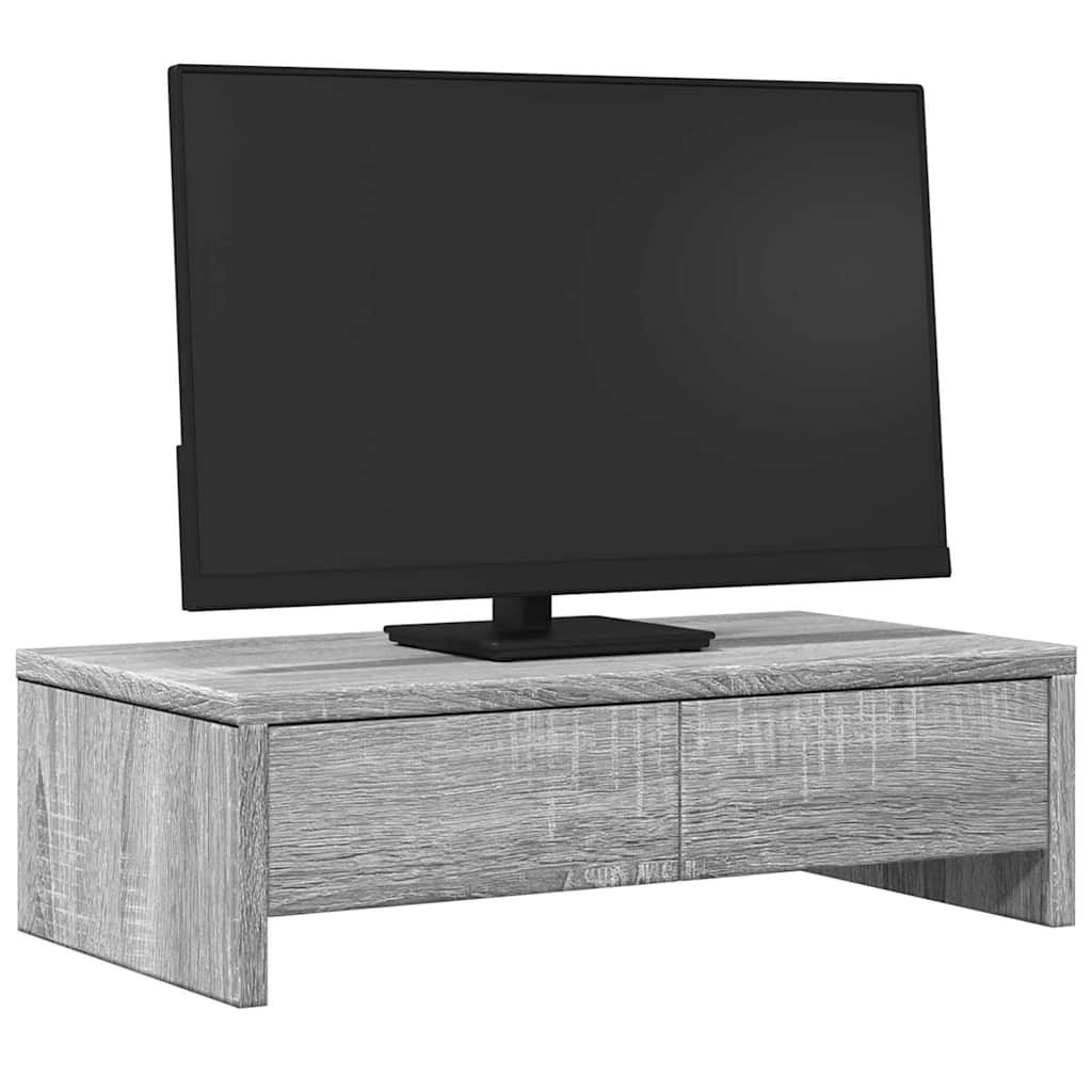Monitor Stand with Drawers Grey Sonoma 50x27x15 cm Engineered Wood