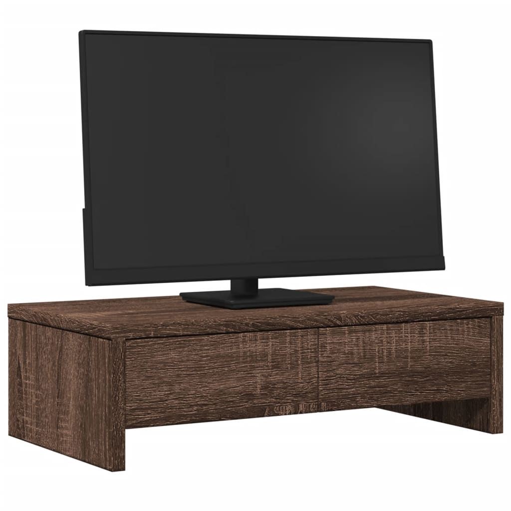 vidaXL Monitor Stand with Drawers Brown Oak 50x27x15 cm Engineered Wood