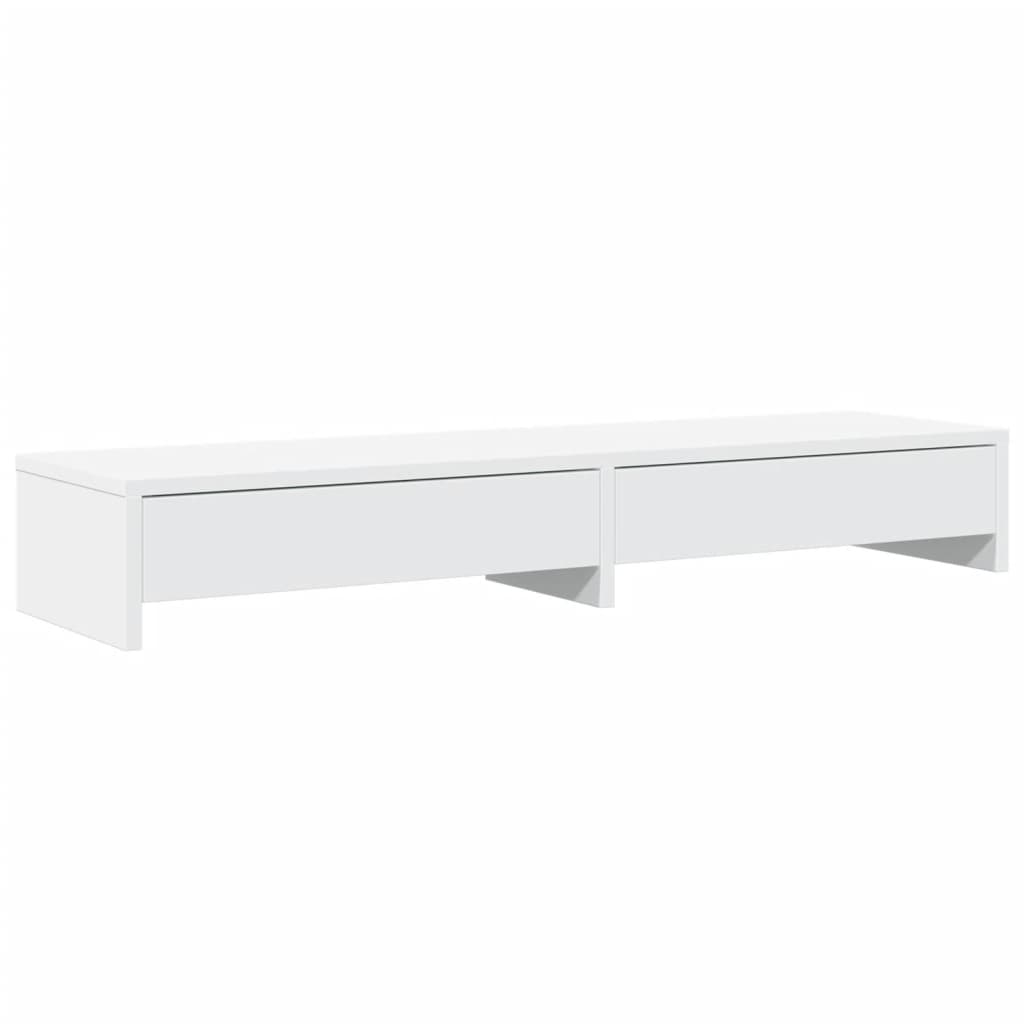 vidaXL Monitor Stand with Drawers White 100x27x15 cm Engineered Wood