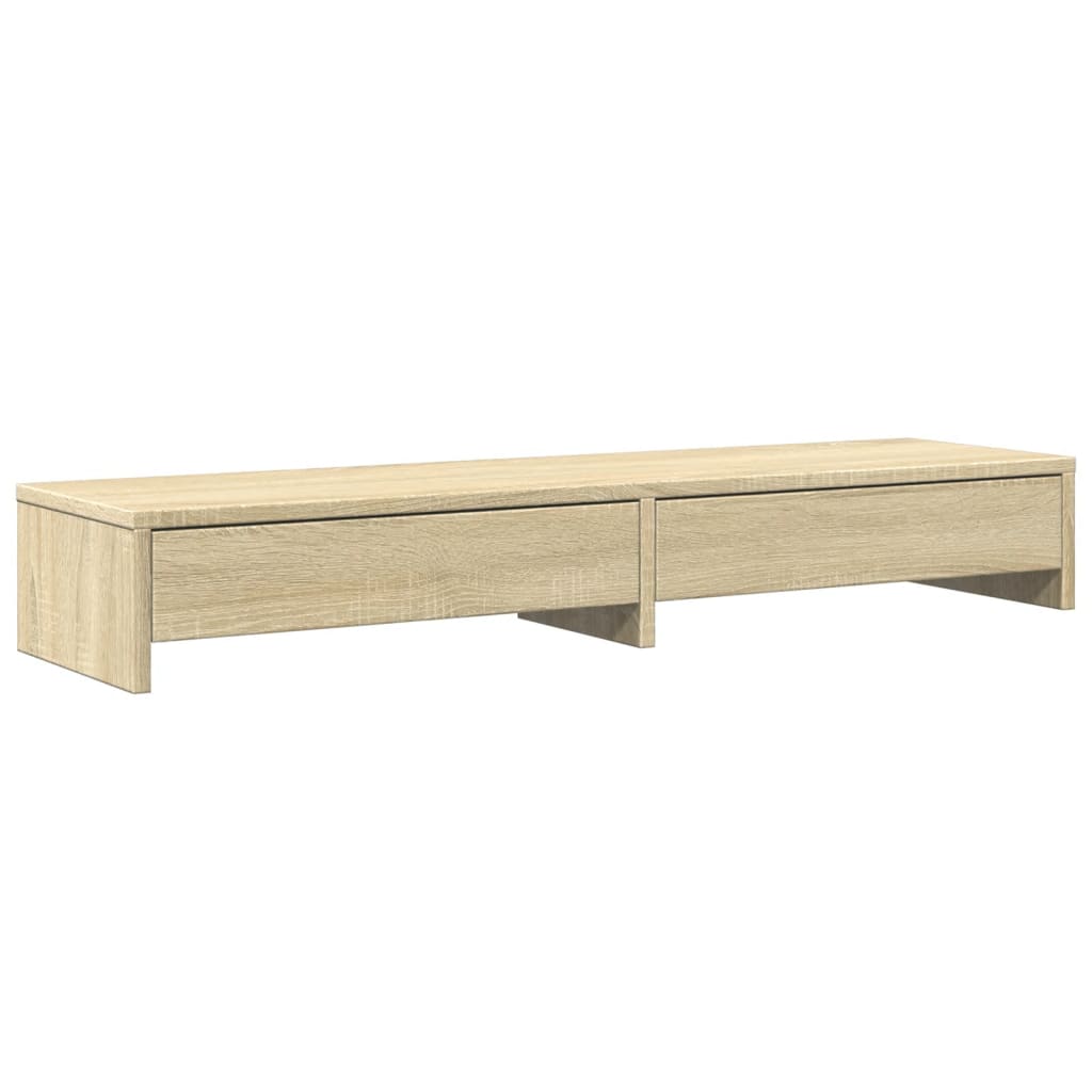 vidaXL Monitor Stand with Drawers Sonoma Oak 100x27x15 cm Engineered Wood