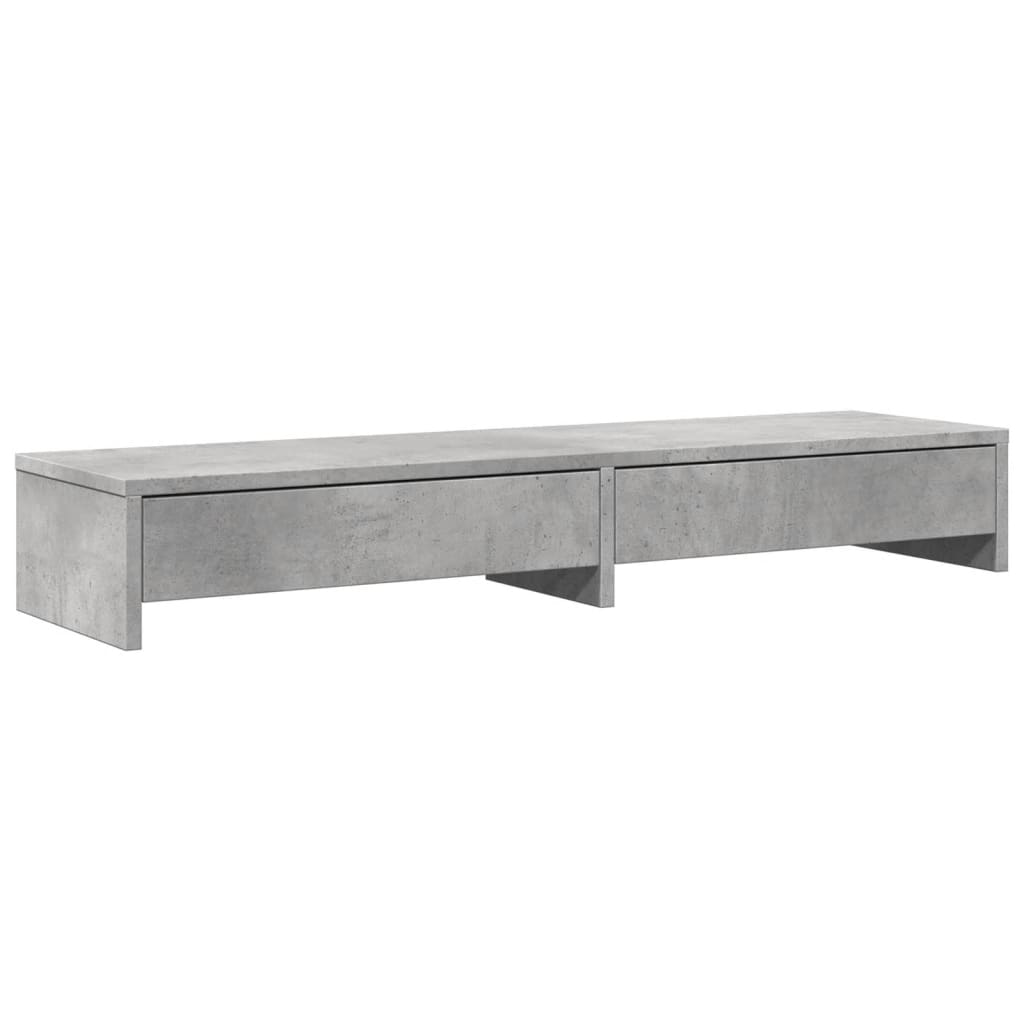 vidaXL Monitor Stand with Drawers Concrete Grey 100x27x15 cm Engineered Wood