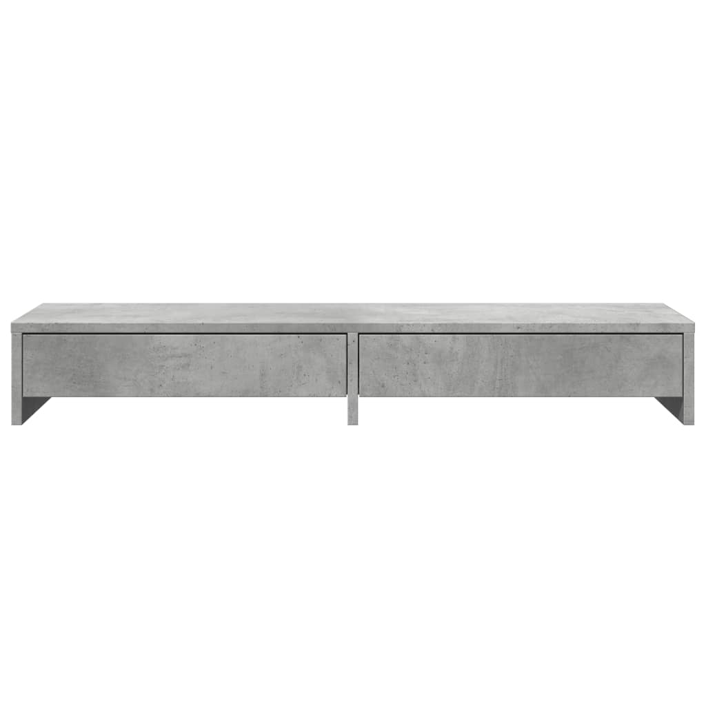 vidaXL Monitor Stand with Drawers Concrete Grey 100x27x15 cm Engineered Wood