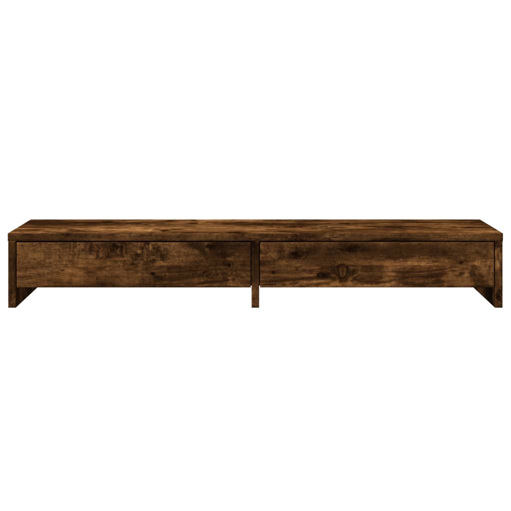 vidaXL Monitor Stand with Drawers Smoked Oak 100x27x15 cm Engineered Wood