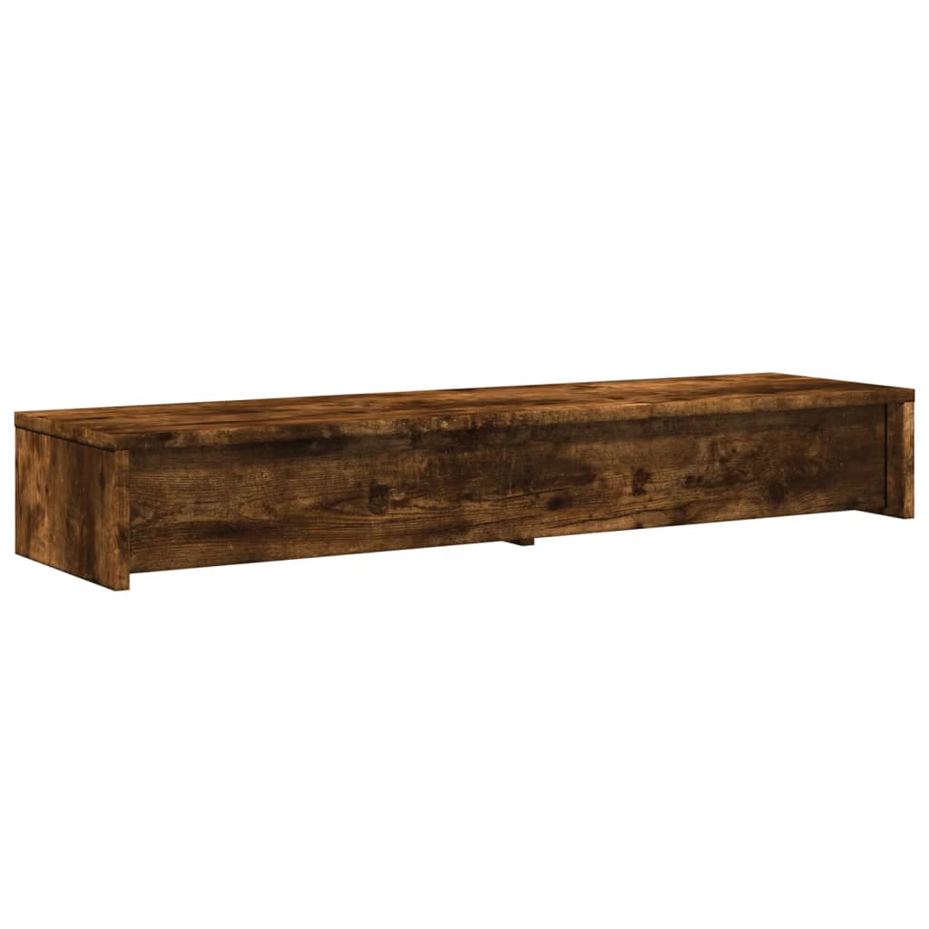 vidaXL Monitor Stand with Drawers Smoked Oak 100x27x15 cm Engineered Wood