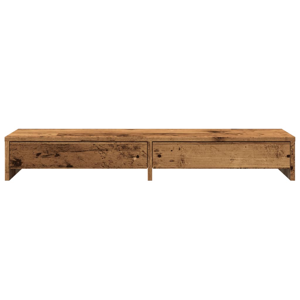 vidaXL Monitor Stand with Drawers Old Wood 100x27x15 cm Engineered Wood