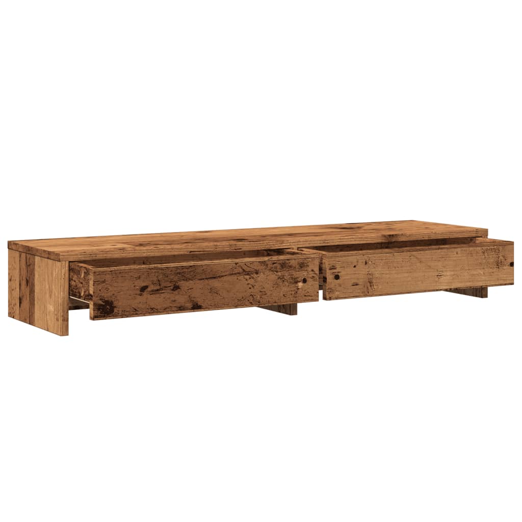 vidaXL Monitor Stand with Drawers Old Wood 100x27x15 cm Engineered Wood