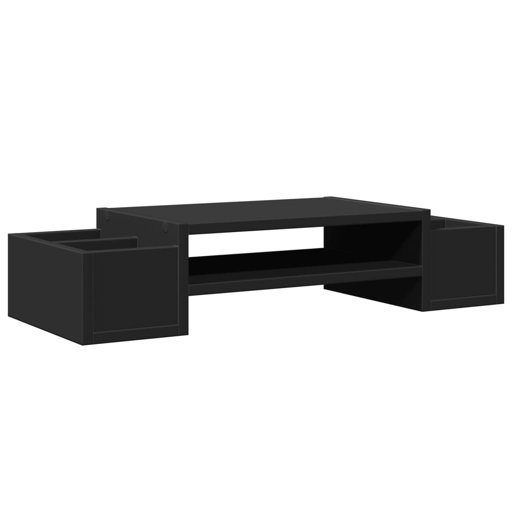 vidaXL Monitor Stand with Storage Black 70x27x15 cm Engineered Wood