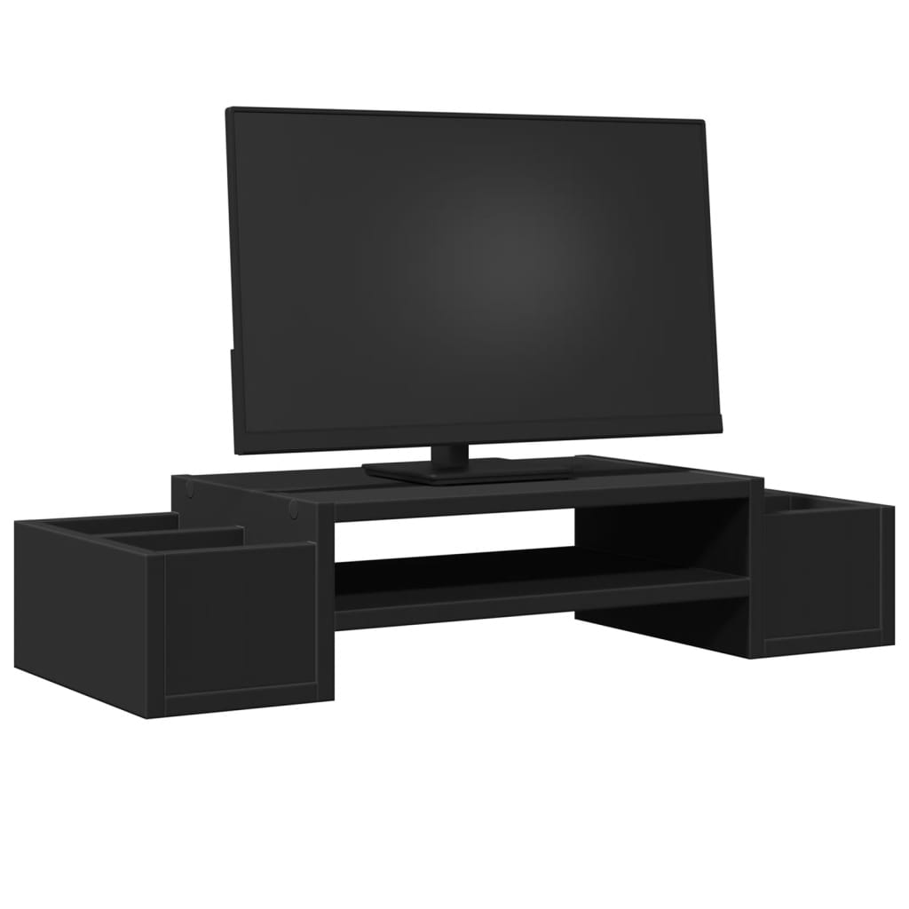 vidaXL Monitor Stand with Storage Black 70x27x15 cm Engineered Wood