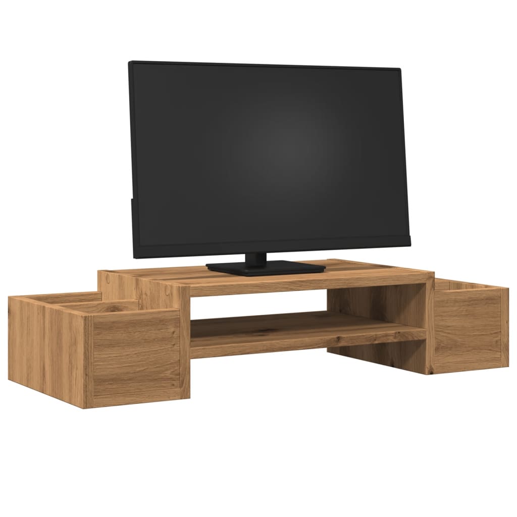 vidaXL Monitor Stand with Storage Artisian Oak 70x27x15 cm Engineered Wood