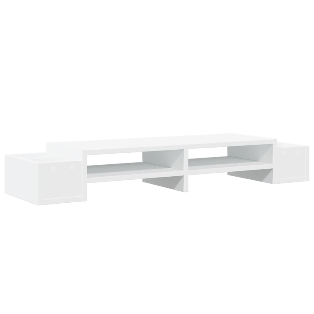 vidaXL Monitor Stand with Storage White 100x27x15 cm Engineered Wood