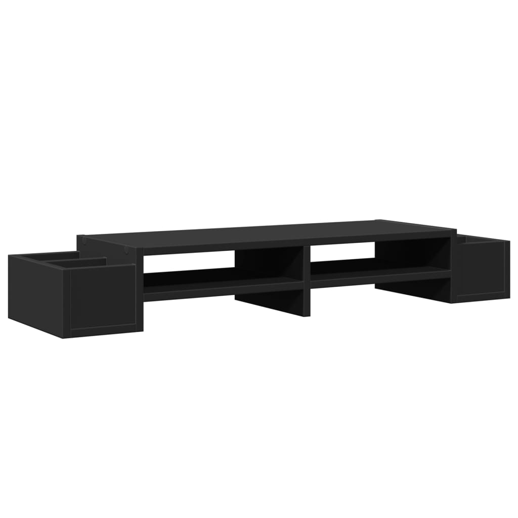 vidaXL Monitor Stand with Storage Black 100x27x15 cm Engineered Wood