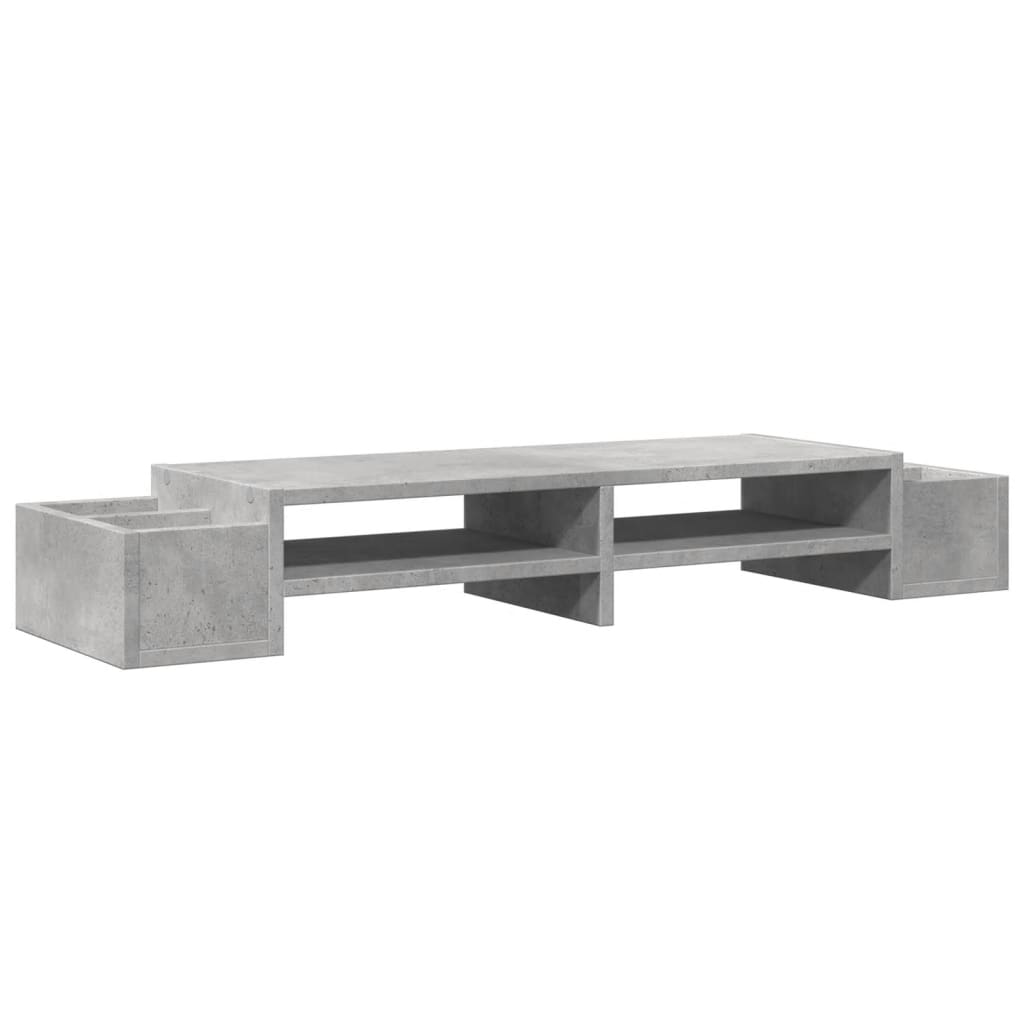 vidaXL Monitor Stand with Storage Concrete Grey 100x27x15 cm Engineered Wood