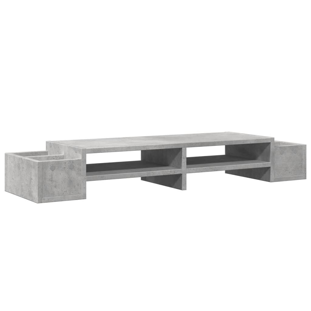 vidaXL Monitor Stand with Storage Concrete Grey 100x27x15 cm Engineered Wood