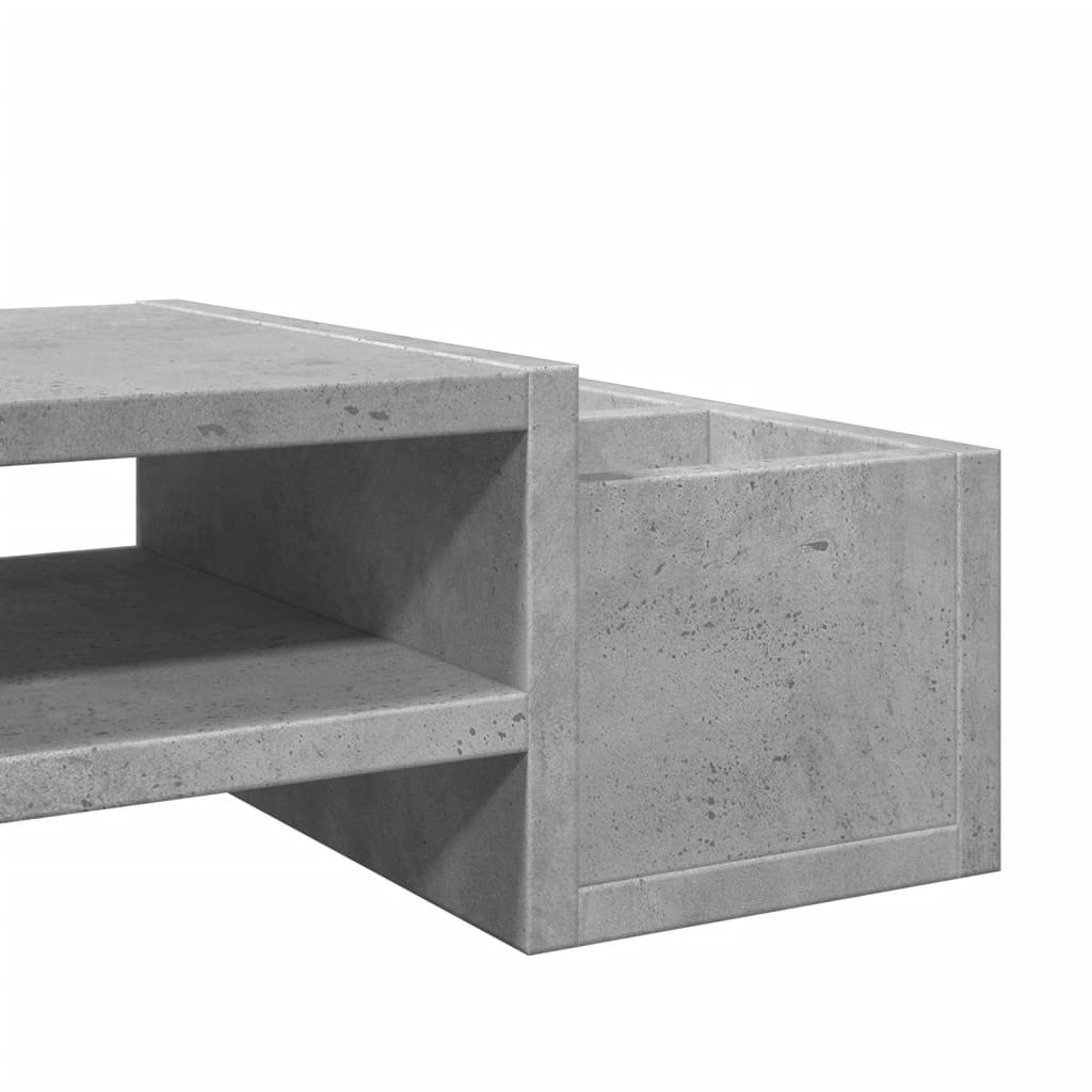 vidaXL Monitor Stand with Storage Concrete Grey 100x27x15 cm Engineered Wood