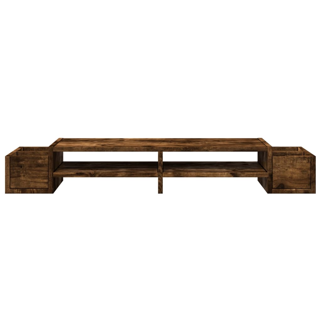 vidaXL Monitor Stand with Storage Smoked Oak 100x27x15 cm Engineered Wood