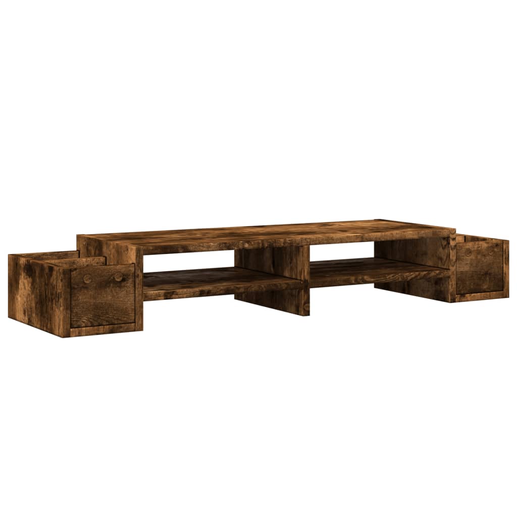 vidaXL Monitor Stand with Storage Smoked Oak 100x27x15 cm Engineered Wood