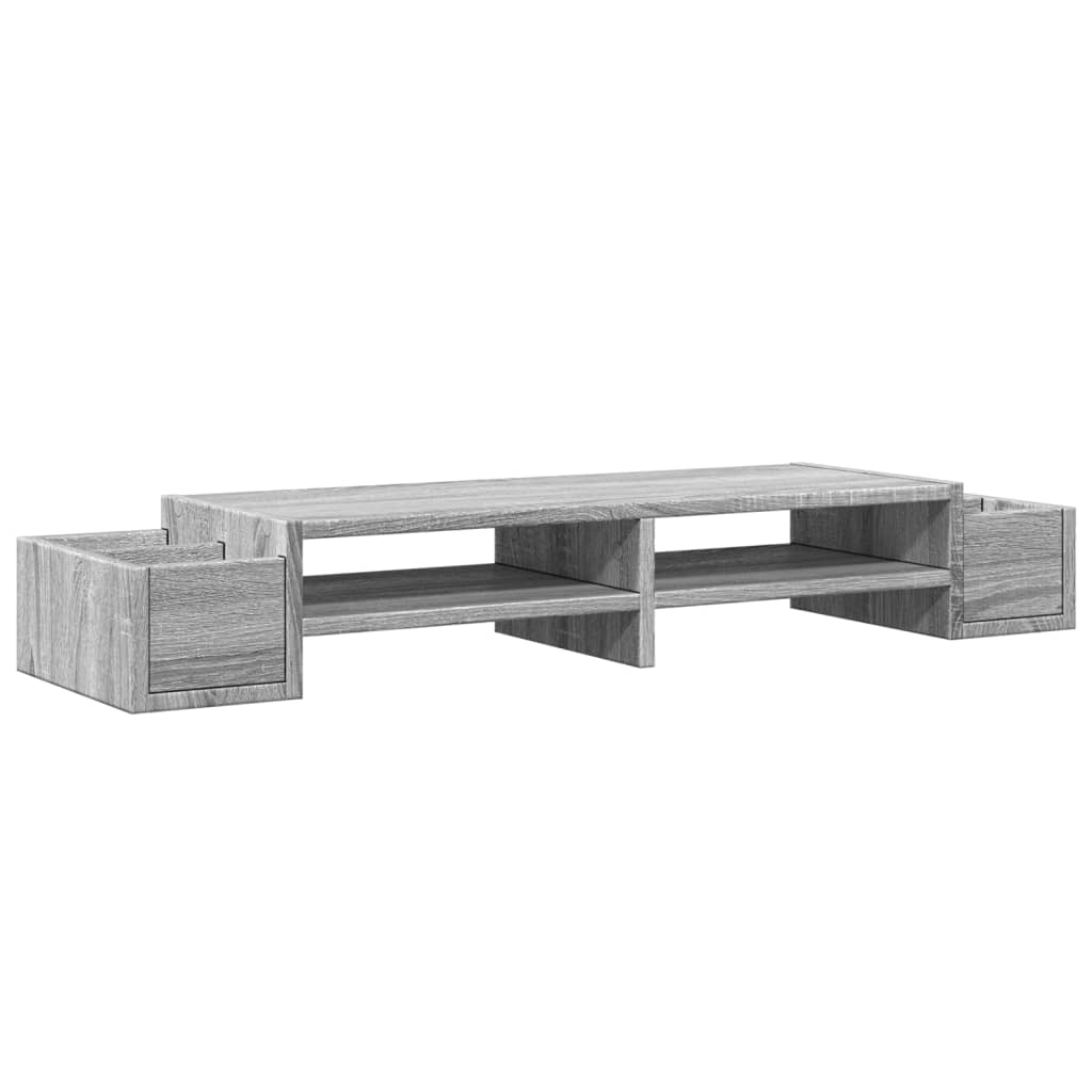 vidaXL Monitor Stand with Storage Grey Sonoma 100x27x15 cm Engineered Wood