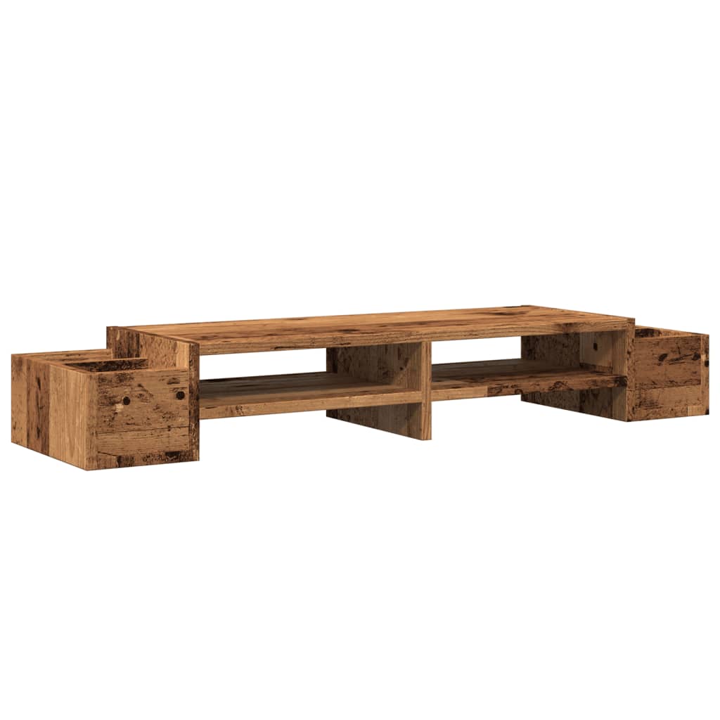 vidaXL Monitor Stand with Storage Old Wood 100x27x15 cm Engineered Wood