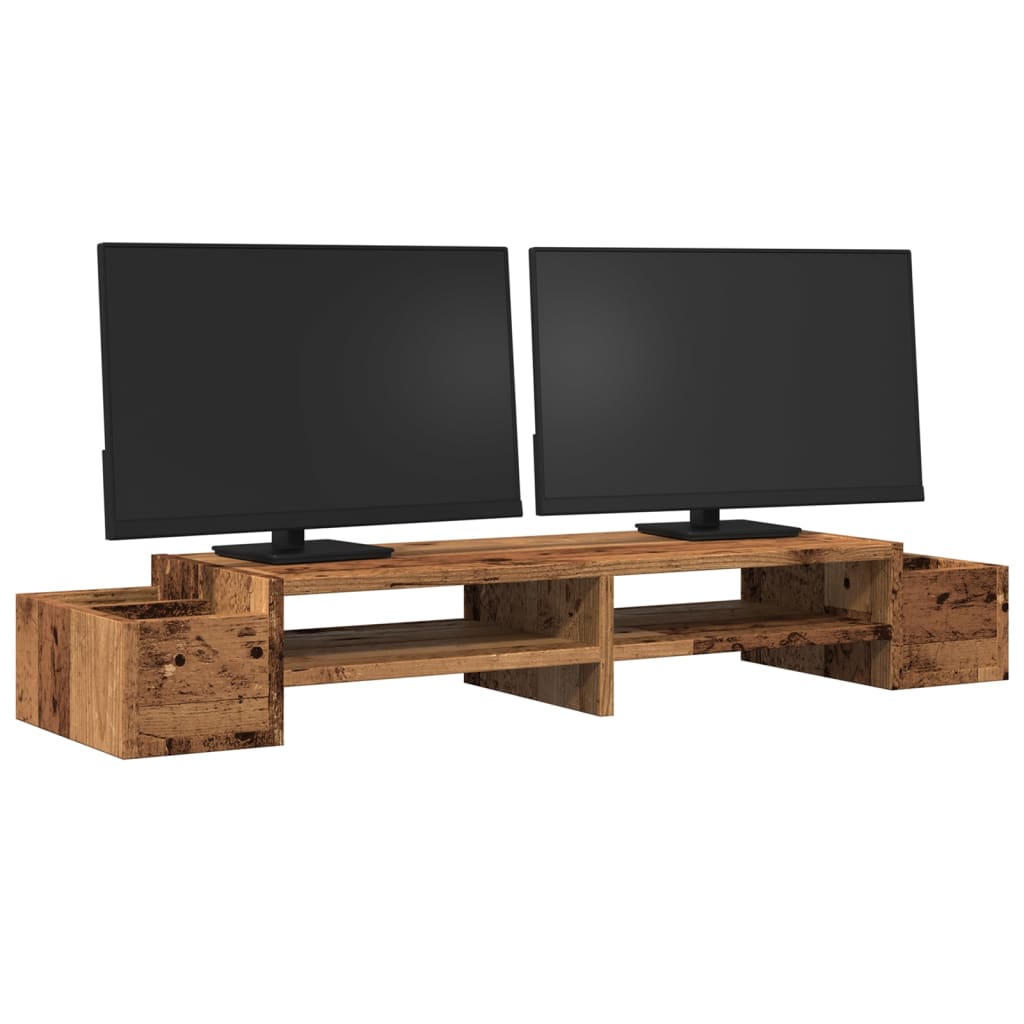 vidaXL Monitor Stand with Storage Old Wood 100x27x15 cm Engineered Wood