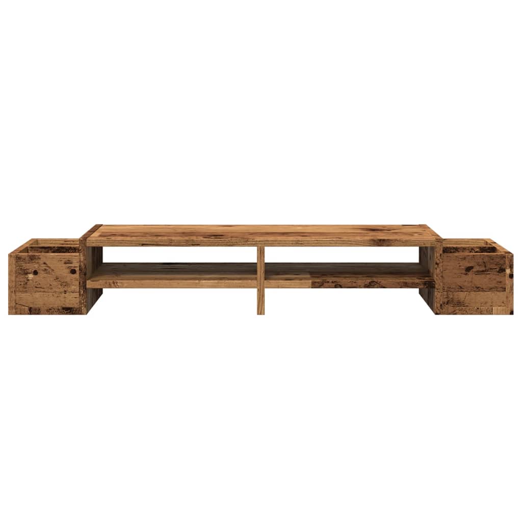 vidaXL Monitor Stand with Storage Old Wood 100x27x15 cm Engineered Wood